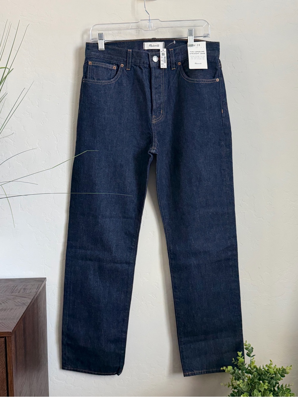 Madewell The Longline Straight Jean Dark Wash Denim W28 NWT 100% Cotton